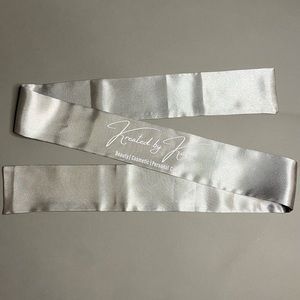 Silver Satin Edge Wrap, WHITE writing